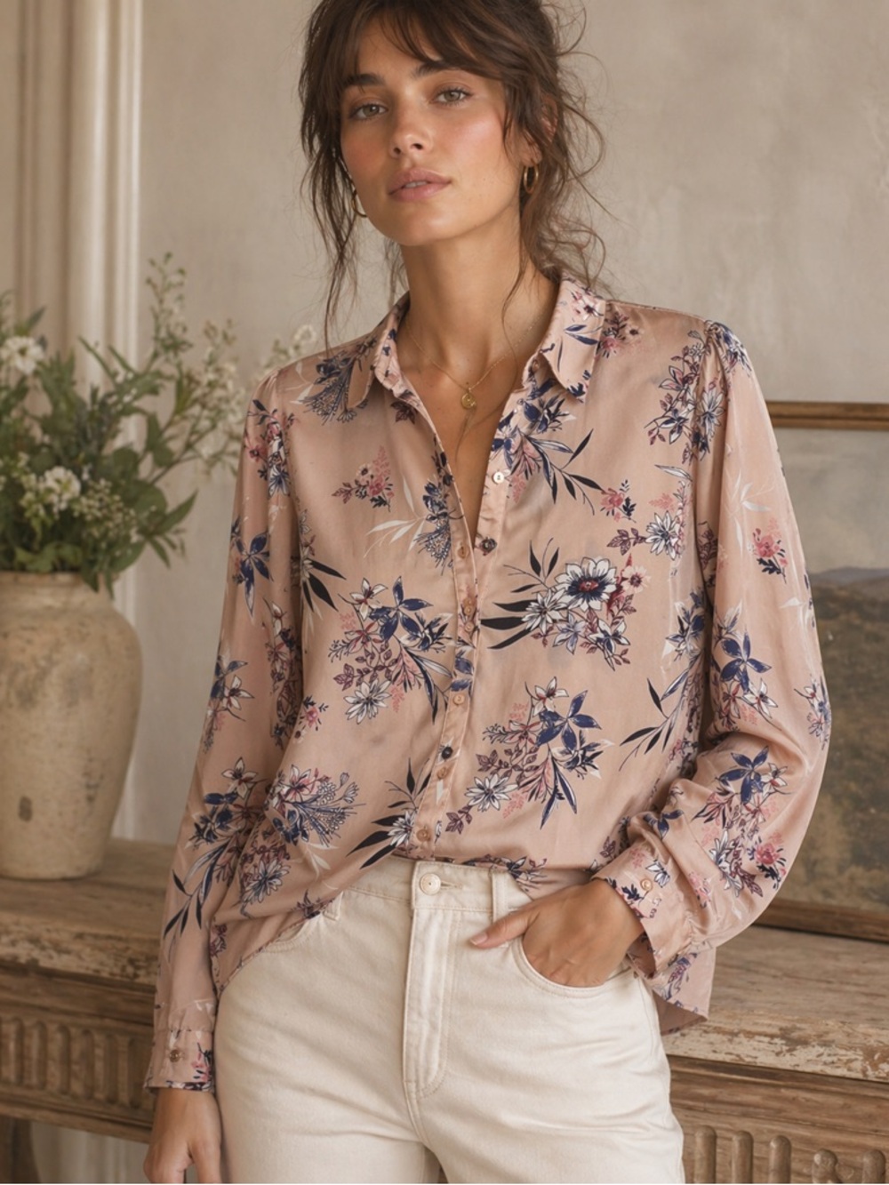 Primark -size 10 Floral Button-Up Blouse/shirt